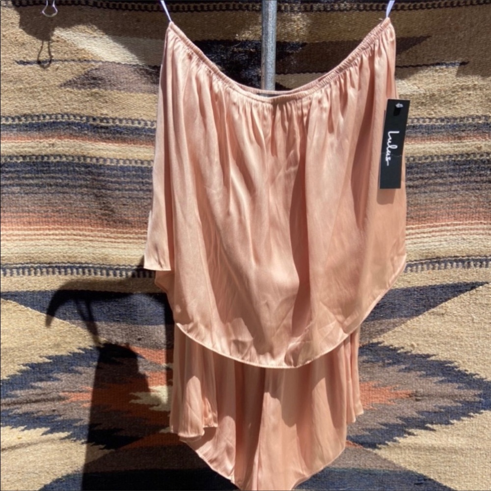 Lulu’s Waves They Roll Soft Pink Strapless Romper